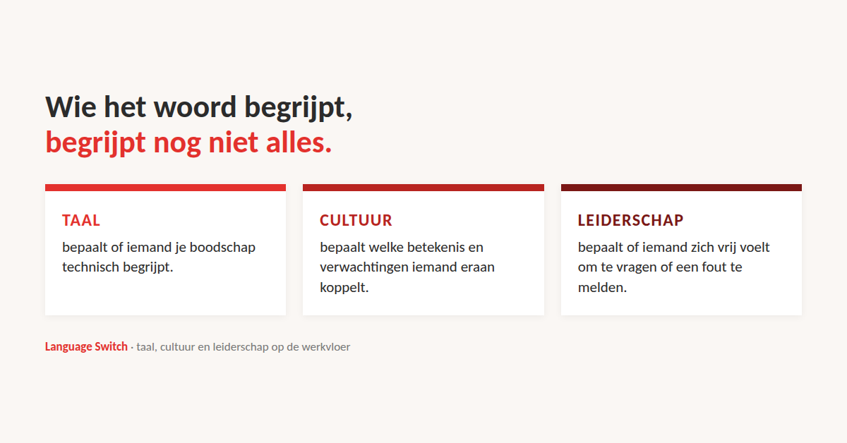 Taal, cultuur en leiderschap bepalen samen of een werkinstructie aankomt